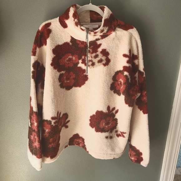 NWT Loft Floral Sherpa Zip Sweatshirt, Size XL - Picture 3 of 5